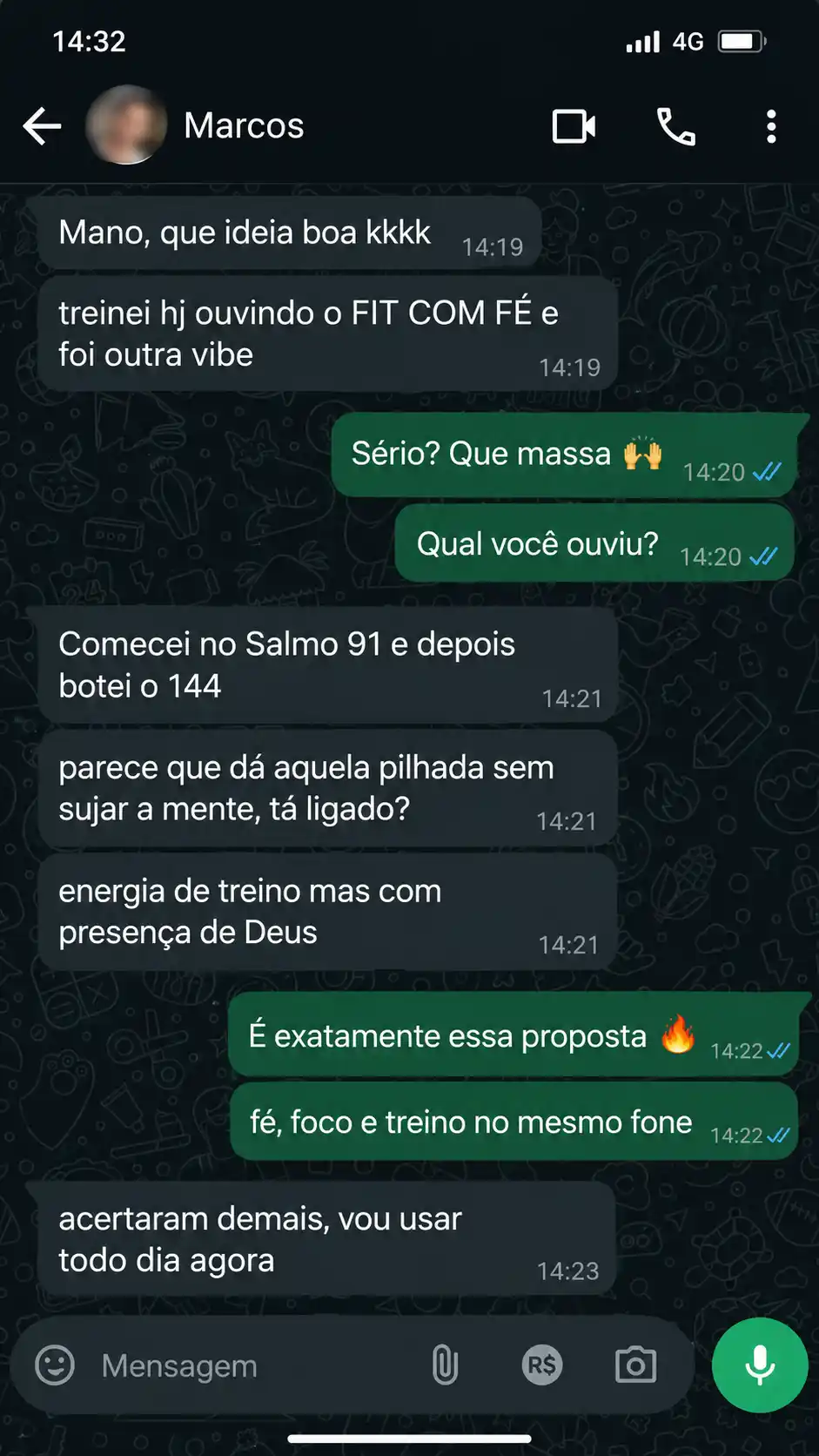 Conversa com Marcos sobre o FIT COM FÉ no treino
